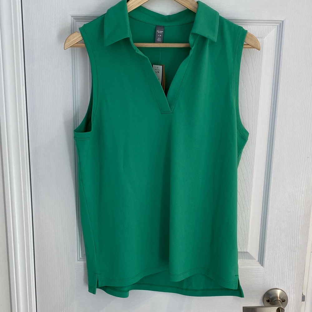 Joe Fresh Sleeveless Green Collared Top, spring green size large BNWT